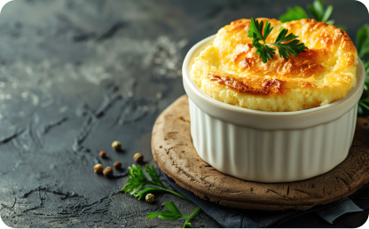 Immagine ricetta Soufflè di polenta con salsa al parmigiano